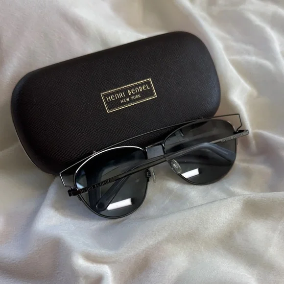 Henri Bendel Black Frame Sunglasses with Silver Lenses - Picture 3 of 5